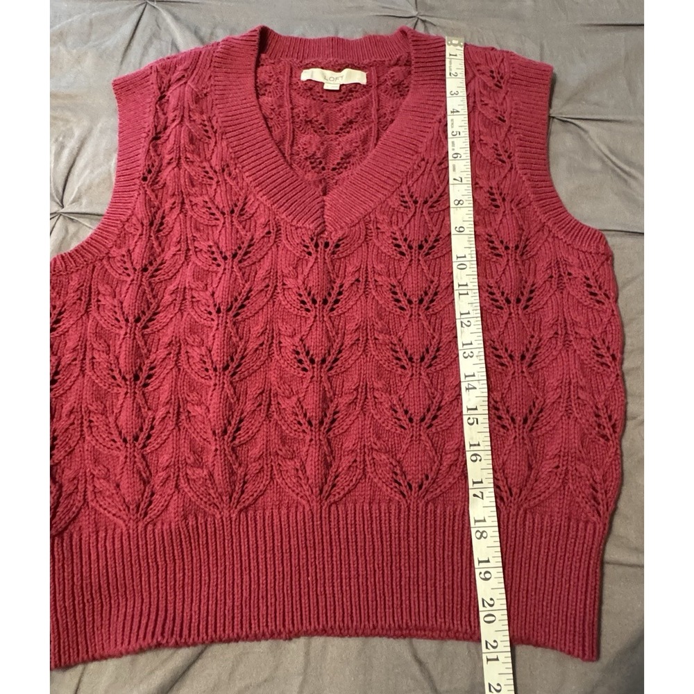 Lot Of 2 Talbots Cable Knit Sweater Vest Cream LP New With Tag & Loft Burgundy L - Picture 10 of 14